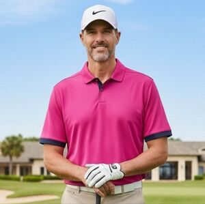 Nike Golf Dri Fit Tour Performance XL Pink Athletic Pickleball Tennis Prep Polo